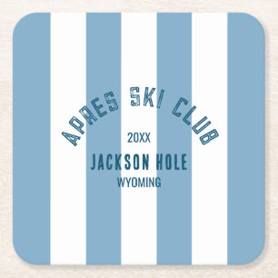 Posavasos Cuadrado De Papel Club Apres Ski Retro Azul Cabana Raya Fiesta de Es
