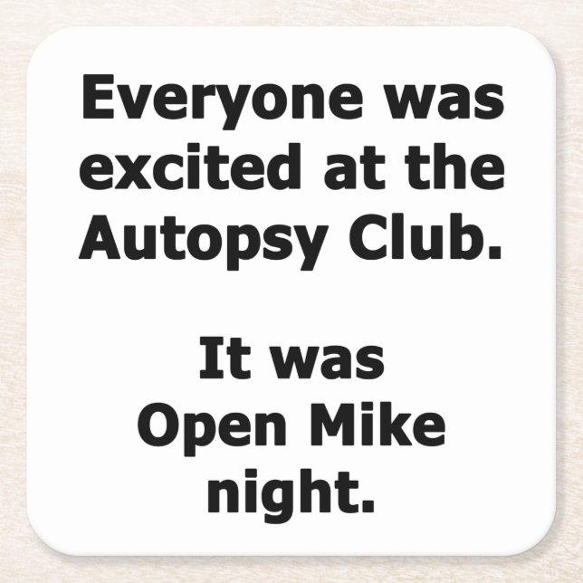 Posavasos Cuadrado De Papel Club de Autopsia (Anverso)