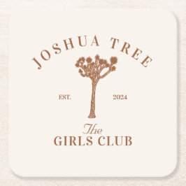 Posavasos Cuadrado De Papel Club de Chicas Joshua Tree Bachelorette
