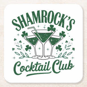 Posavasos Cuadrado De Papel Club de cócteles Shamrock
