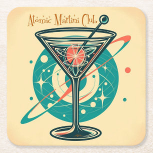 Posavasos Cuadrado De Papel Club de Martini Atómico