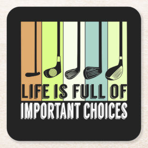 Posavasos Cuadrado De Papel Club Golf Funny Life Choices