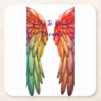 Posavasos Cuadrado De Papel Coaster Angel Wings Barware Angelic Vibes