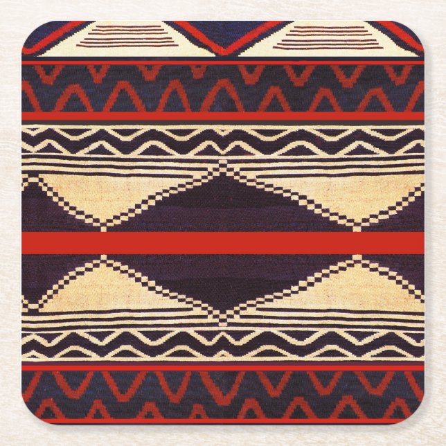 Posavasos Cuadrado De Papel Coaster de nativo americano del suroeste (Anverso)
