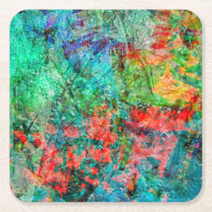 Posavasos Cuadrado De Papel Coaster de papel abstracto de color rojo oscuro. A