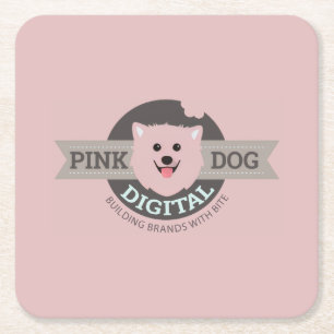 Posavasos Cuadrado De Papel Coaster de papel digital Pink Dog