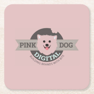 Posavasos Cuadrado De Papel Coaster de papel digital Pink Dog