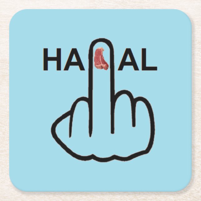 Posavasos Cuadrado De Papel Coaster Halal Flip (Anverso)
