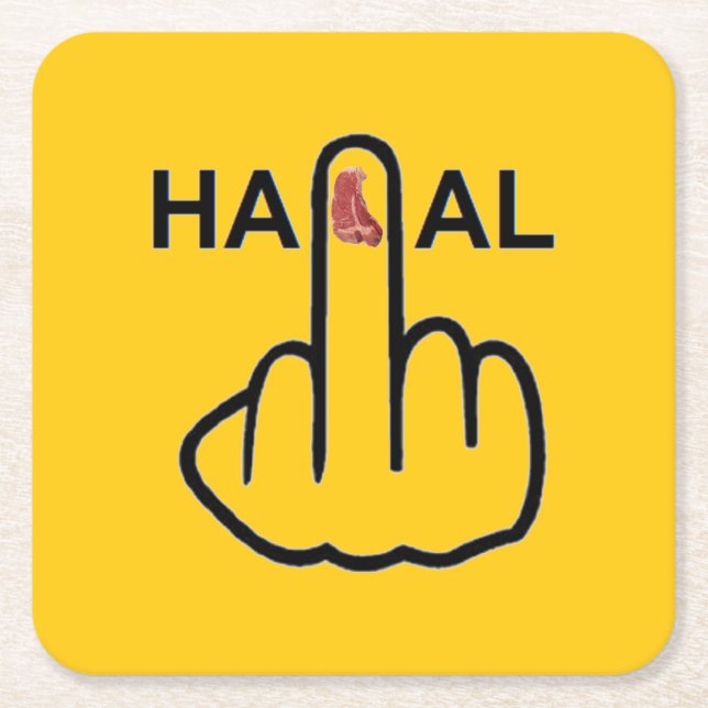 Posavasos Cuadrado De Papel Coaster Halal Flip (Anverso)