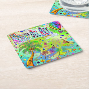 Posavasos Cuadrado De Papel Coaster Melodía Atemporal de Marina Del Rey