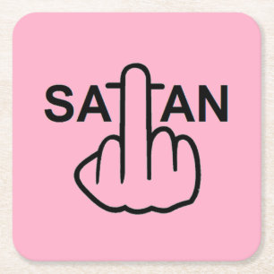 Posavasos Cuadrado De Papel Coaster Satan Flip