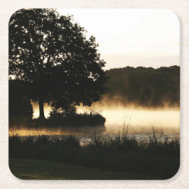Posavasos Cuadrado De Papel Coastercna de Morning Lake Scene