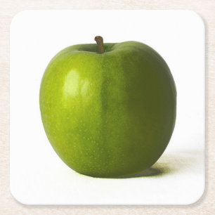 Posavasos Cuadrado De Papel Coasterisco verde de Apple