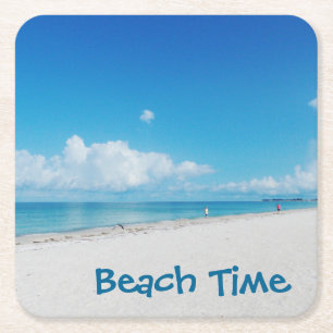 Posavasos Cuadrado De Papel Coasters Beach Time