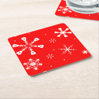 Posavasos Cuadrado De Papel Coasters - Copos de Nieve - Navidad