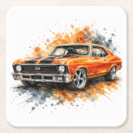 Posavasos Cuadrado De Papel Coasters de Papel de Coches Musculosos Americanos