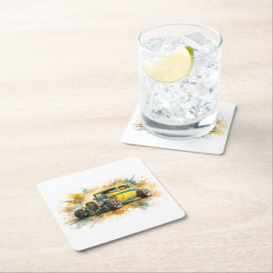 Posavasos Cuadrado De Papel Coasters de Papel de Coches Musculosos Americanos