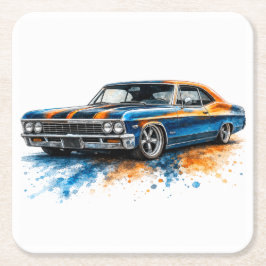 Posavasos Cuadrado De Papel Coasters de Papel de Coches Musculosos Americanos