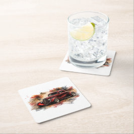 Posavasos Cuadrado De Papel Coasters de Papel de Muscle Cars Americanos