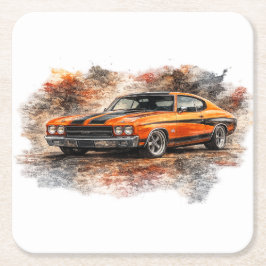 Posavasos Cuadrado De Papel Coasters de Papel de Muscle Cars Americanos