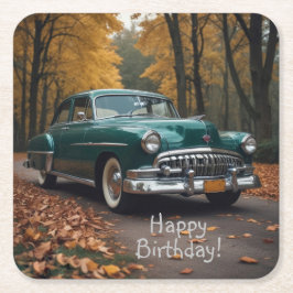 Posavasos Cuadrado De Papel Coche verde antiguo
