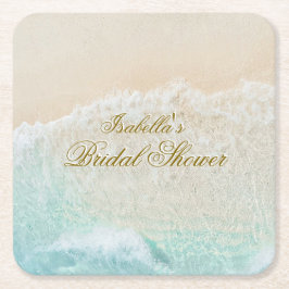 Posavasos Cuadrado De Papel Cochinillas de mar y conchas Baño de novia de play