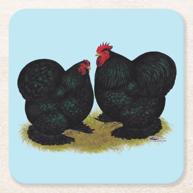 Posavasos Cuadrado De Papel Cochins Black Bantam Pair (Anverso)