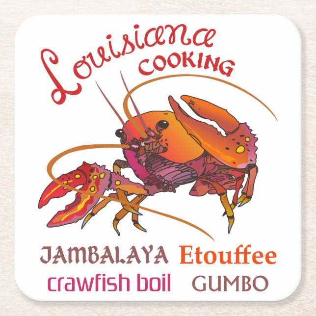 Posavasos Cuadrado De Papel Cocina de Louisiana (Anverso)