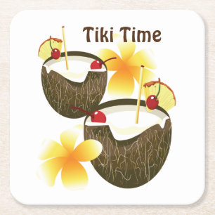 Posavasos Cuadrado De Papel Cocina del Coconut Tiki Time Bar