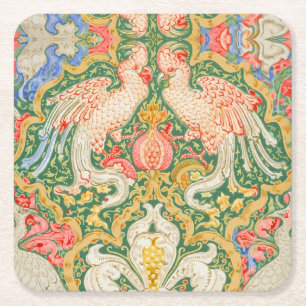 Posavasos Cuadrado De Papel Cockatoo Garden de Walter Crane