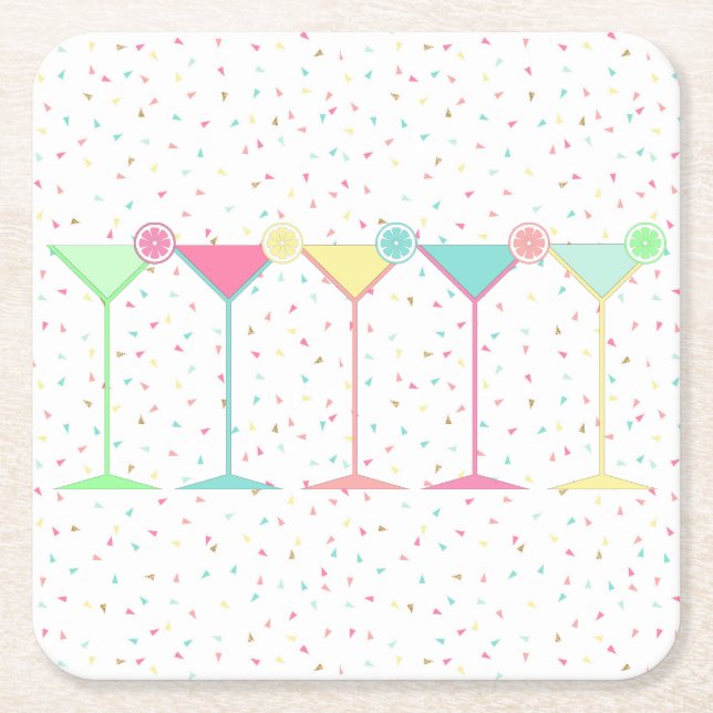 Posavasos Cuadrado De Papel Cocktail Martini (Anverso)