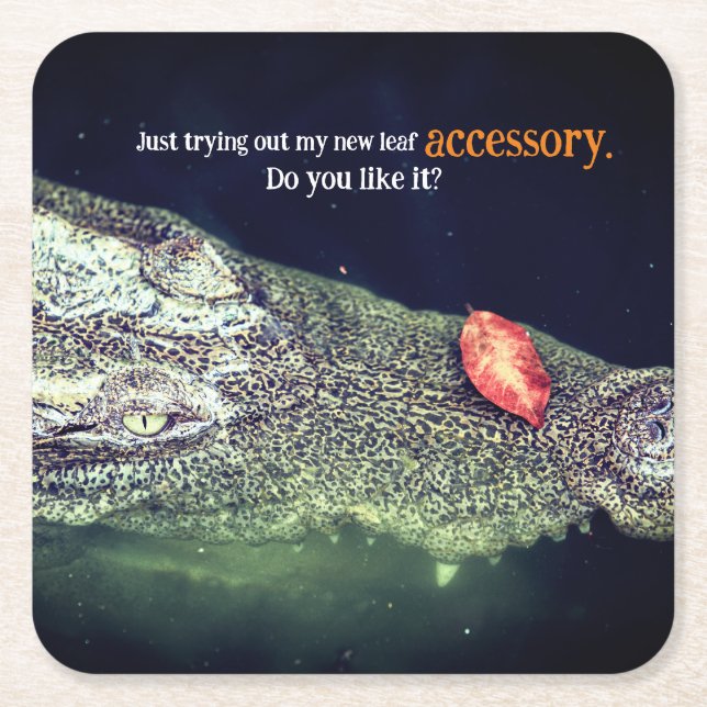 Posavasos Cuadrado De Papel Cocodrilo en el agua (Anverso)