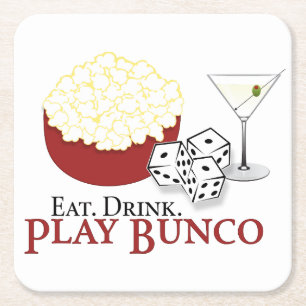 Posavasos Cuadrado De Papel Cóctel Bunco Popcorn