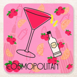 Posavasos Cuadrado De Papel Cóctel cosmopolita