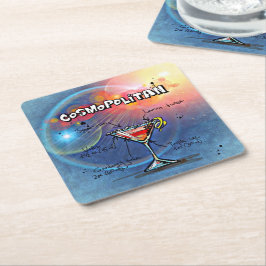 Posavasos Cuadrado De Papel Cóctel cosmopolita (#2 de 12 paquetes de recetas p