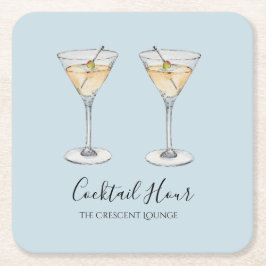 Posavasos Cuadrado De Papel Cóctel Martini moderno bar de ilustraciones