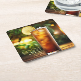 Posavasos Cuadrado De Papel Cócteles Té helado de Long Island con receta 01