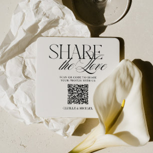 Posavasos Cuadrado De Papel Código QR Compartir el Amor Posavasos de Boda