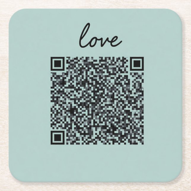 Posavasos Cuadrado De Papel Código QR de amor (Anverso)