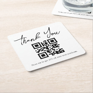 Posavasos Cuadrado De Papel código qr de negocios de agradecimiento minimalist