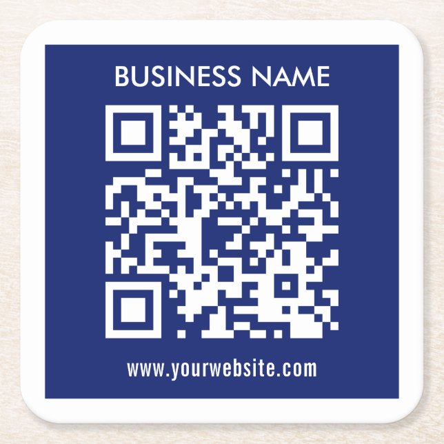 Posavasos Cuadrado De Papel Código QR editable (generado instantáneamente) | A (Anverso)
