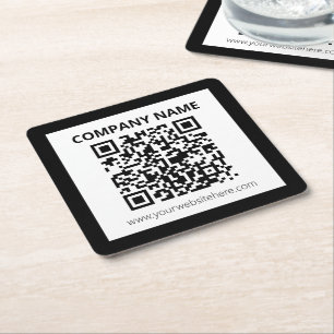 Posavasos Cuadrado De Papel Código QR editable y diseño personalizable simple