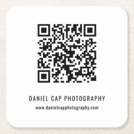 Posavasos Cuadrado De Papel Código QR Empresarial Personalizado