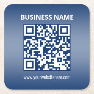Posavasos Cuadrado De Papel Código QR Gradiente Azul (o cualquier color)