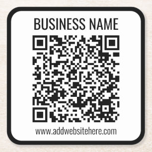 Posavasos Cuadrado De Papel Código QR instantáneo (ingrese la URL de su sitio