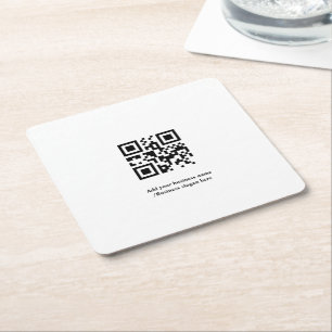 Posavasos Cuadrado De Papel Código QR personalizado simple agrega tu logotipo