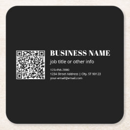 Posavasos Cuadrado De Papel Código QR personalizado y texto retro-moderno edit