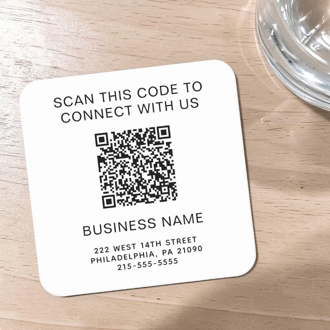 Posavasos Cuadrado De Papel Código QR promocional (Promotional QR Code Square Paper Coaster)