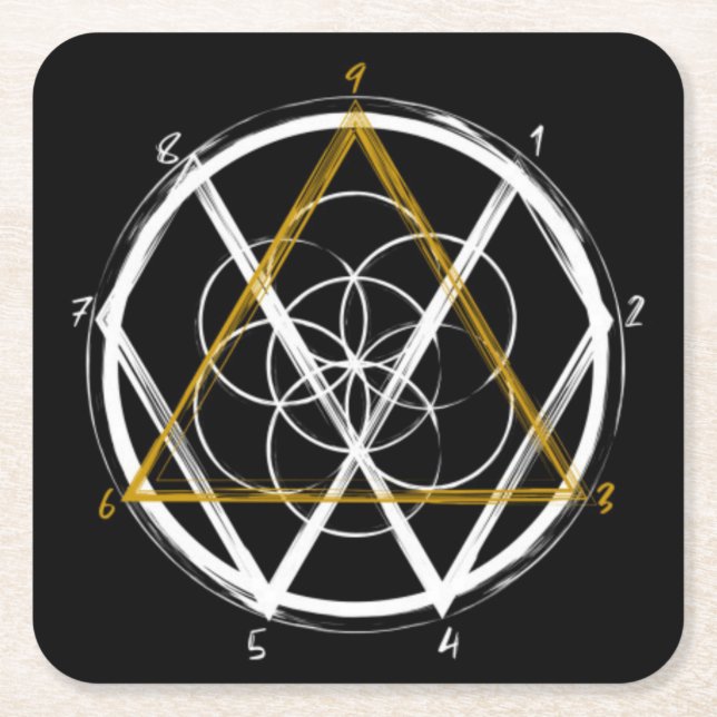 Posavasos Cuadrado De Papel Código Tesla  (Anverso)