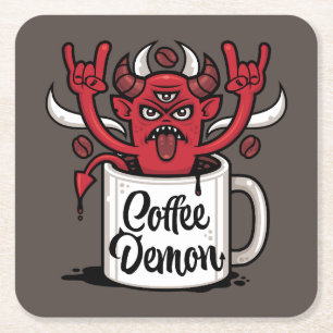 Posavasos Cuadrado De Papel Coffee Demon